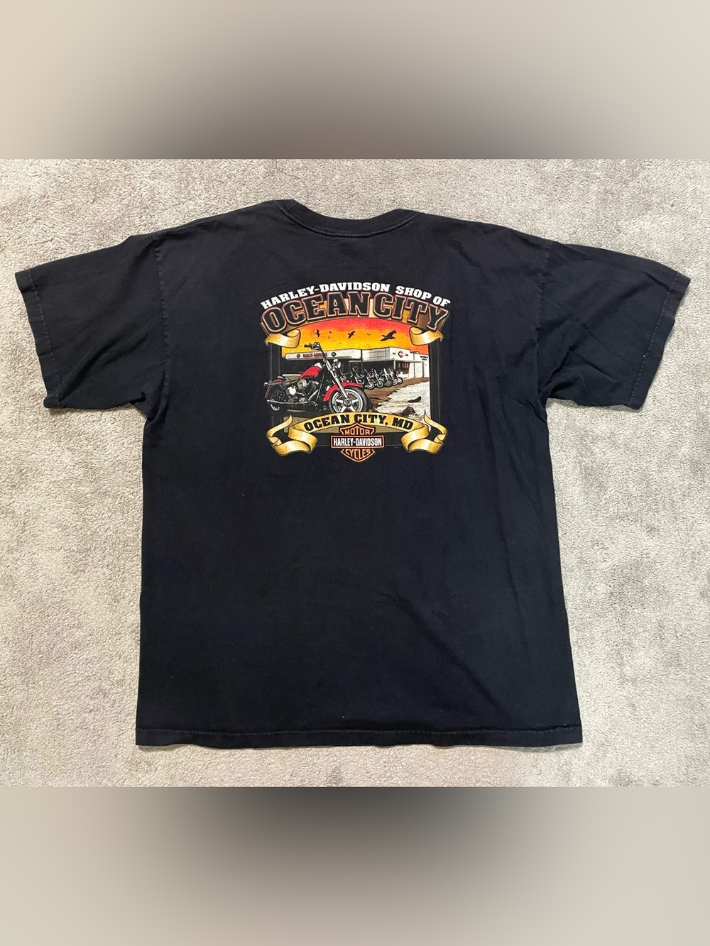 Vintage Harley Davidson Ocean City MD T Shirt Mens 2XL Black USA Made Biker